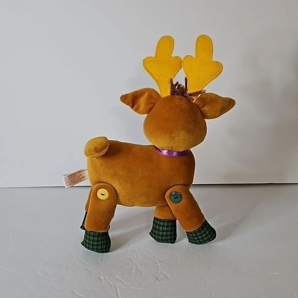Vintage 2001 REINDEER Red Noise Patchwork Plush Pre-owned